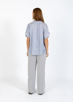 Load image into Gallery viewer, Coster Copenhagen - Heart Jolie Metallic Top With Gathers - Grey/Blue
