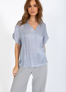Coster Copenhagen - Heart Jolie Metallic Top With Gathers - Grey/Blue