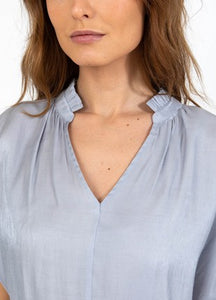 Coster Copenhagen - Heart Jolie Metallic Top With Gathers - Grey/Blue