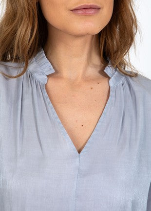 Coster Copenhagen - Heart Jolie Metallic Top With Gathers - Grey/Blue
