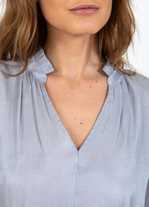 Coster Copenhagen - Heart Jolie Metallic Top With Gathers - Grey/Blue