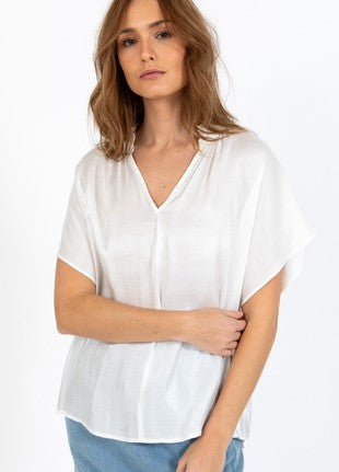 Coster Copenhagen - Heart Jolie Metallic Top With Gathers - White