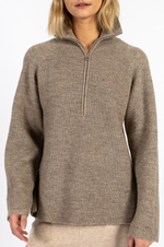 Load image into Gallery viewer, Coster Copenhagen - CC Heart Emma Zip Knit Sweater - Golden Brown Melange
