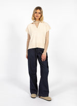 Load image into Gallery viewer, Coster Copenhagen - CC Heart Emerie Knit Polo Top - Off White Melange
