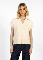 Load image into Gallery viewer, Coster Copenhagen - CC Heart Emerie Knit Polo Top - Off White Melange
