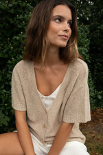 Load image into Gallery viewer, Coster Copenhagen - Heart Roselynn V Neck Cardigan - Sand
