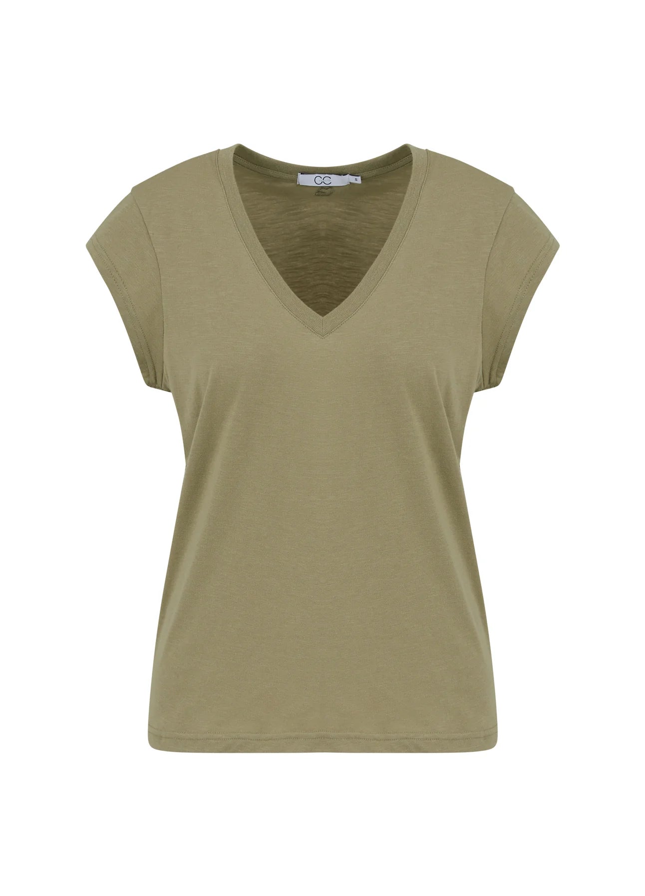 Coster Copenhagen - Heart Basic V Neck T Shirt - Dusty Olive