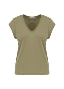 Coster Copenhagen - Heart Basic V Neck T Shirt - Dusty Olive