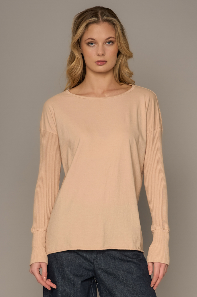 Crossley - Chion Long Sleeve Cotton Top - Denim