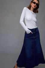 Load image into Gallery viewer, Dricoper - Abby Flare Skirt - Indigo Blue

