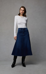 Load image into Gallery viewer, Dricoper - Abby Flare Skirt - Indigo Blue
