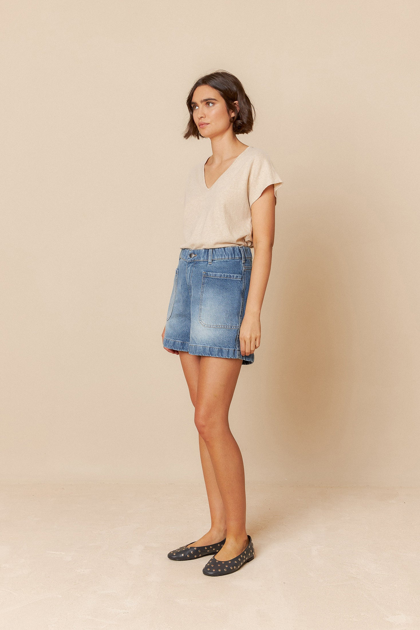 Indi And Cold - Rustic Effect Melange T Shirt - Lino 365