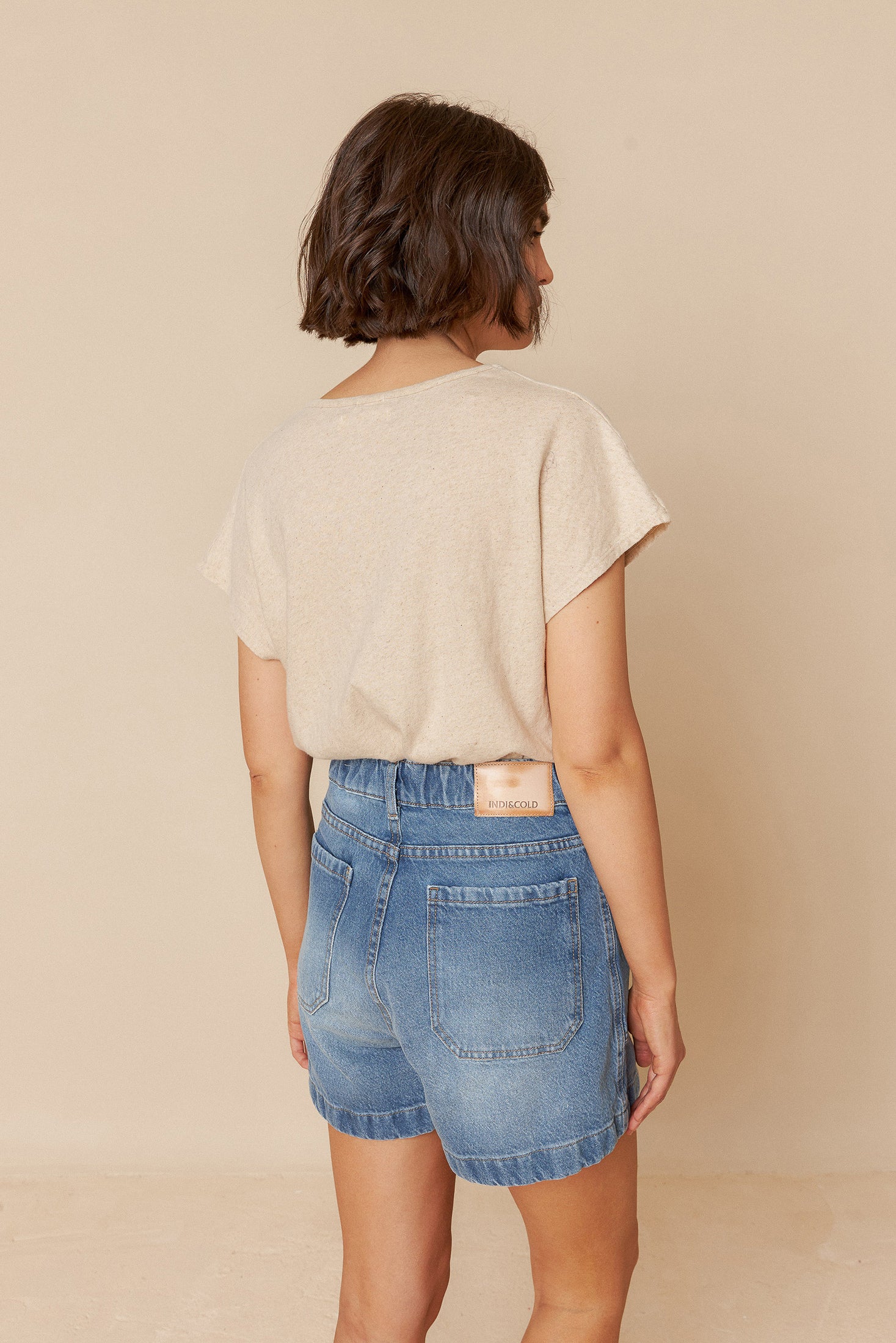 Indi And Cold - Rustic Effect Melange T Shirt - Lino 365