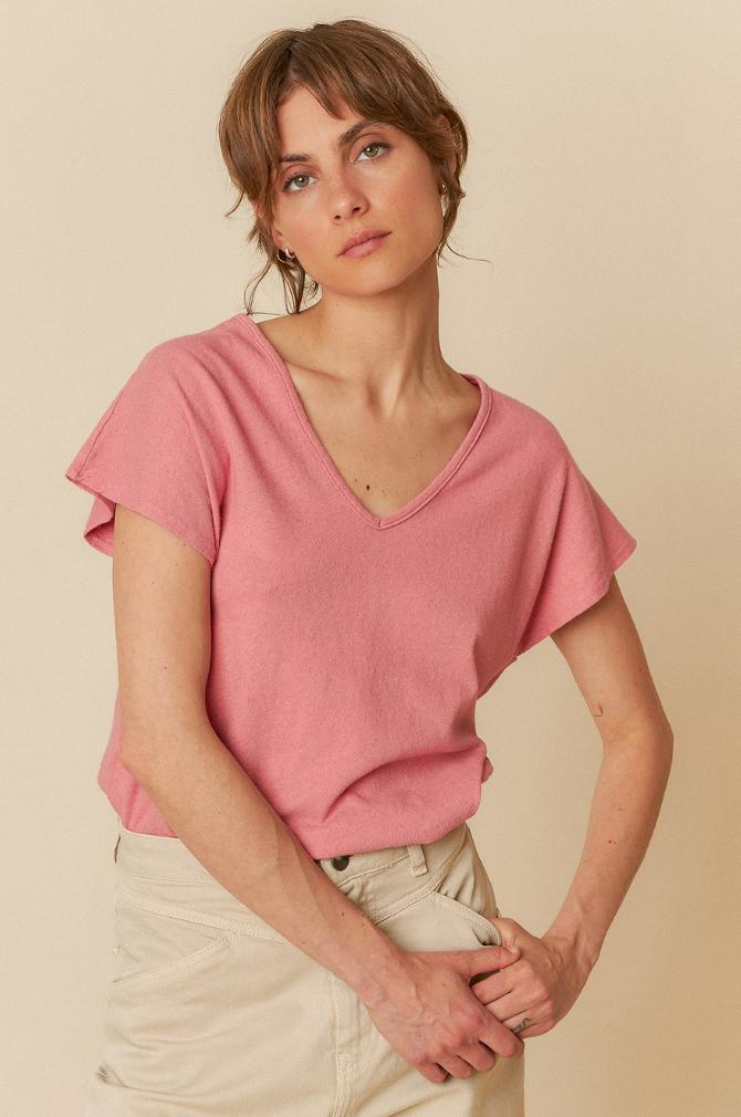 Indi And Cold - Rustic Effect Melange T Shirt - Sandia 365