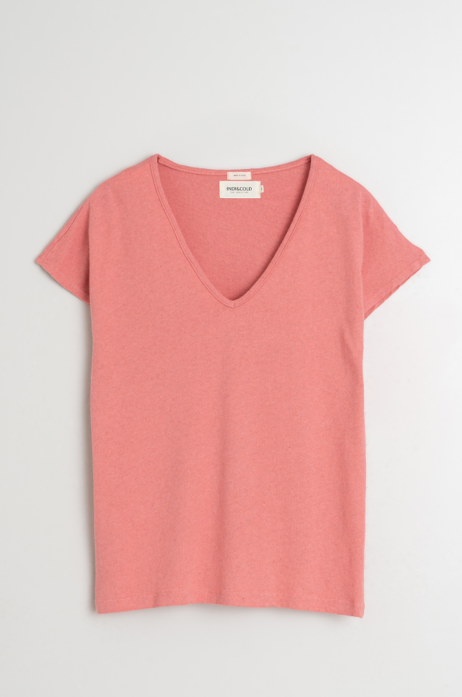 Indi And Cold - Rustic Effect Melange T Shirt - Sandia 365