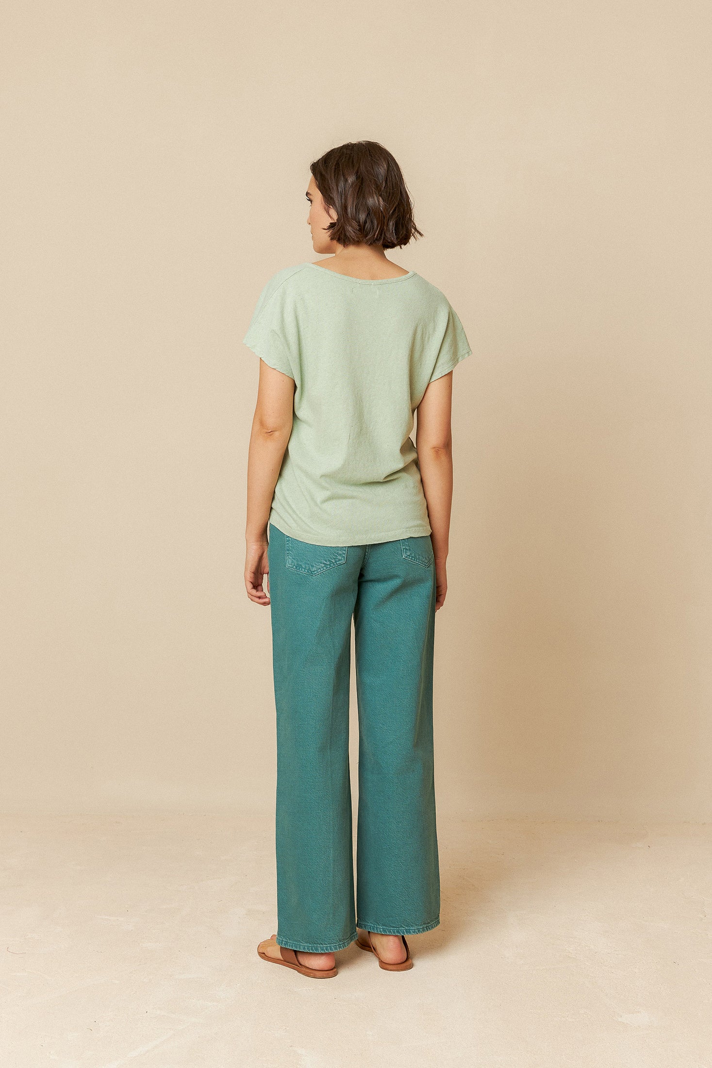 Indi And Cold - Rustic Effect Melange T Shirt - Aqua 365