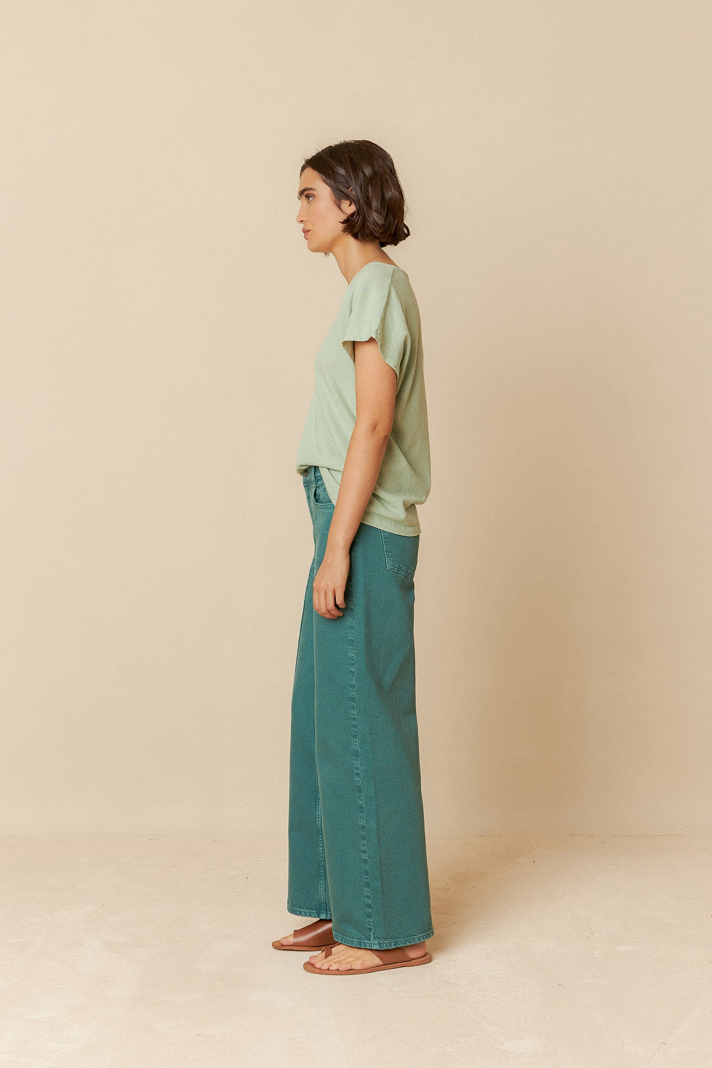 Indi And Cold - Rustic Effect Melange T Shirt - Aqua 365