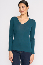 Load image into Gallery viewer, Foil - Fine Merino Crew Neck Top - Midnight Green

