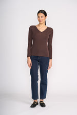 Load image into Gallery viewer, Foil - Fine Merino Crew Neck Top - Ristretto
