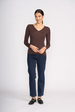 Load image into Gallery viewer, Foil - Fine Merino Crew Neck Top - Ristretto
