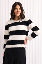 Load image into Gallery viewer, Foil - Top Bird Jumper - Black/Pearl Stripe

