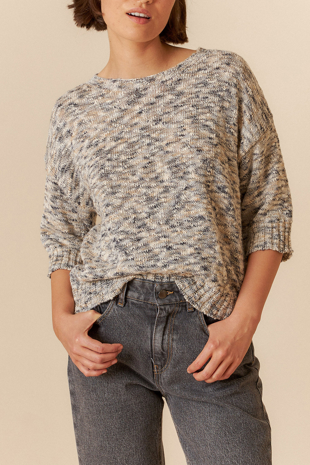 Indi And Cold - Boucle Knit Sweater - Carbon 480