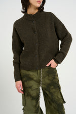 Load image into Gallery viewer, Gestuz - AlphaGZ Short Cardigan - Olive Melange
