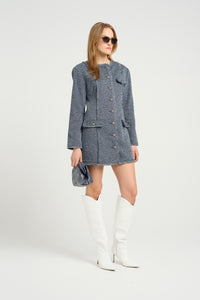 Gestuz - BelmaGZ Dress - Blue Twill Structure