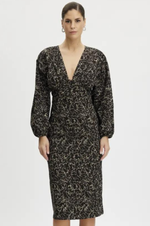 Load image into Gallery viewer, Gestuz - Fedora Midi Dress - Black Yellow Crackle
