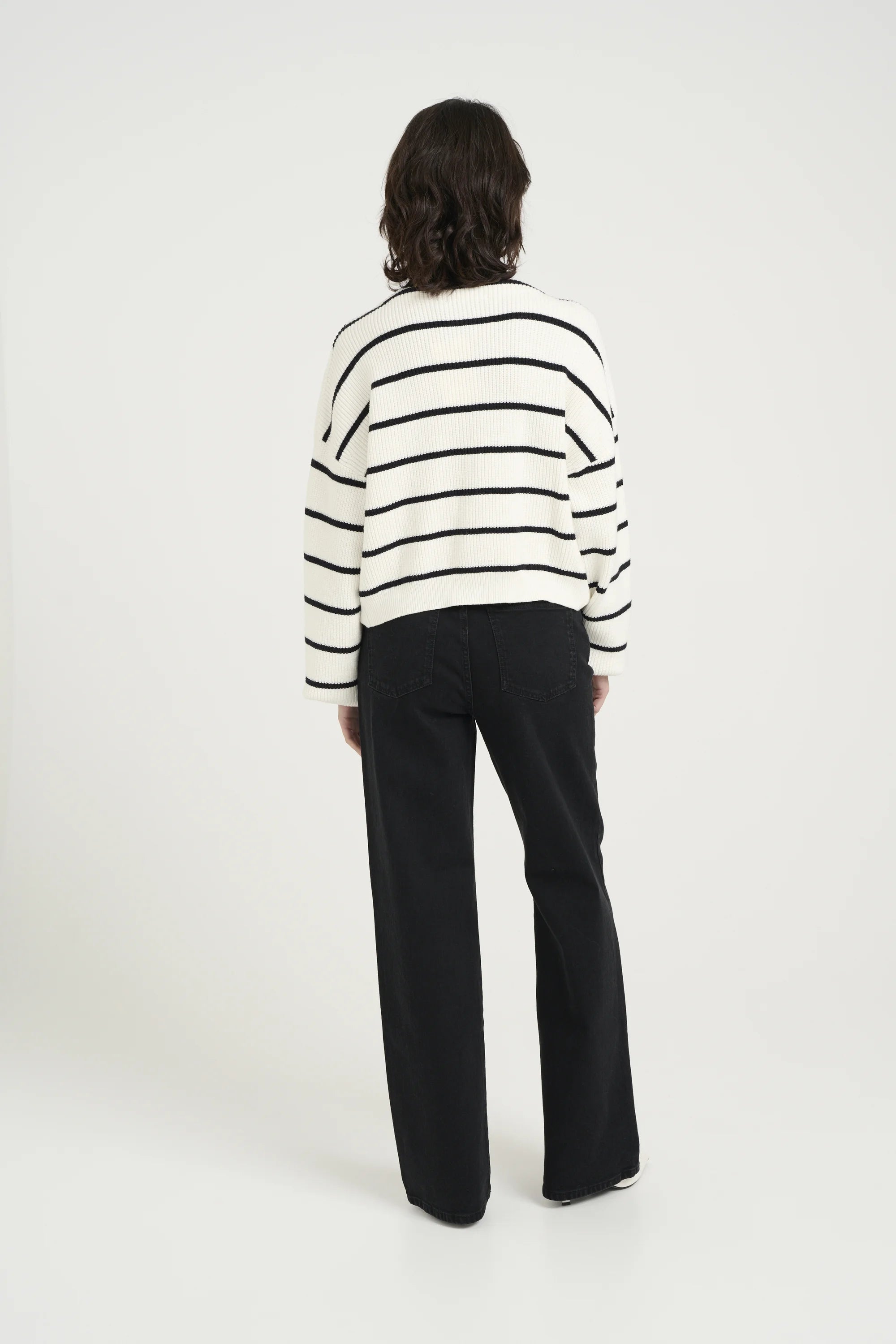 Gestuz - MebaGZ Cardigan Striped NOOS - Egret With Black Stripes