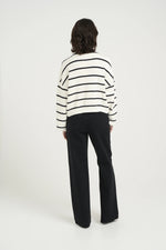 Load image into Gallery viewer, Gestuz - MebaGZ Cardigan Striped NOOS - Egret With Black Stripes
