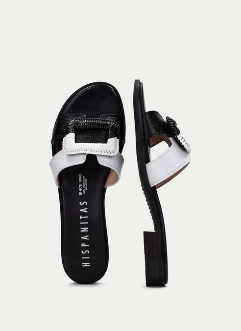 Hispanitas - Flat Yakarta Sandal - Black/White
