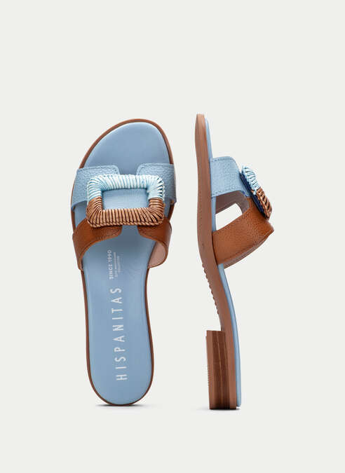 Hispanitas - Flat Yakarta Sandal - Sky/Tan