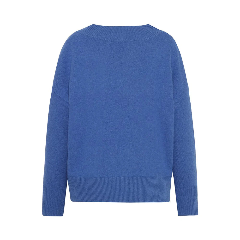 Mansted - Hannah V Neck Sweater - Sky Blue