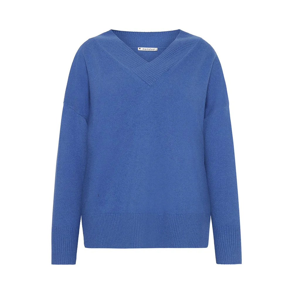 Mansted - Hannah V Neck Sweater - Sky Blue