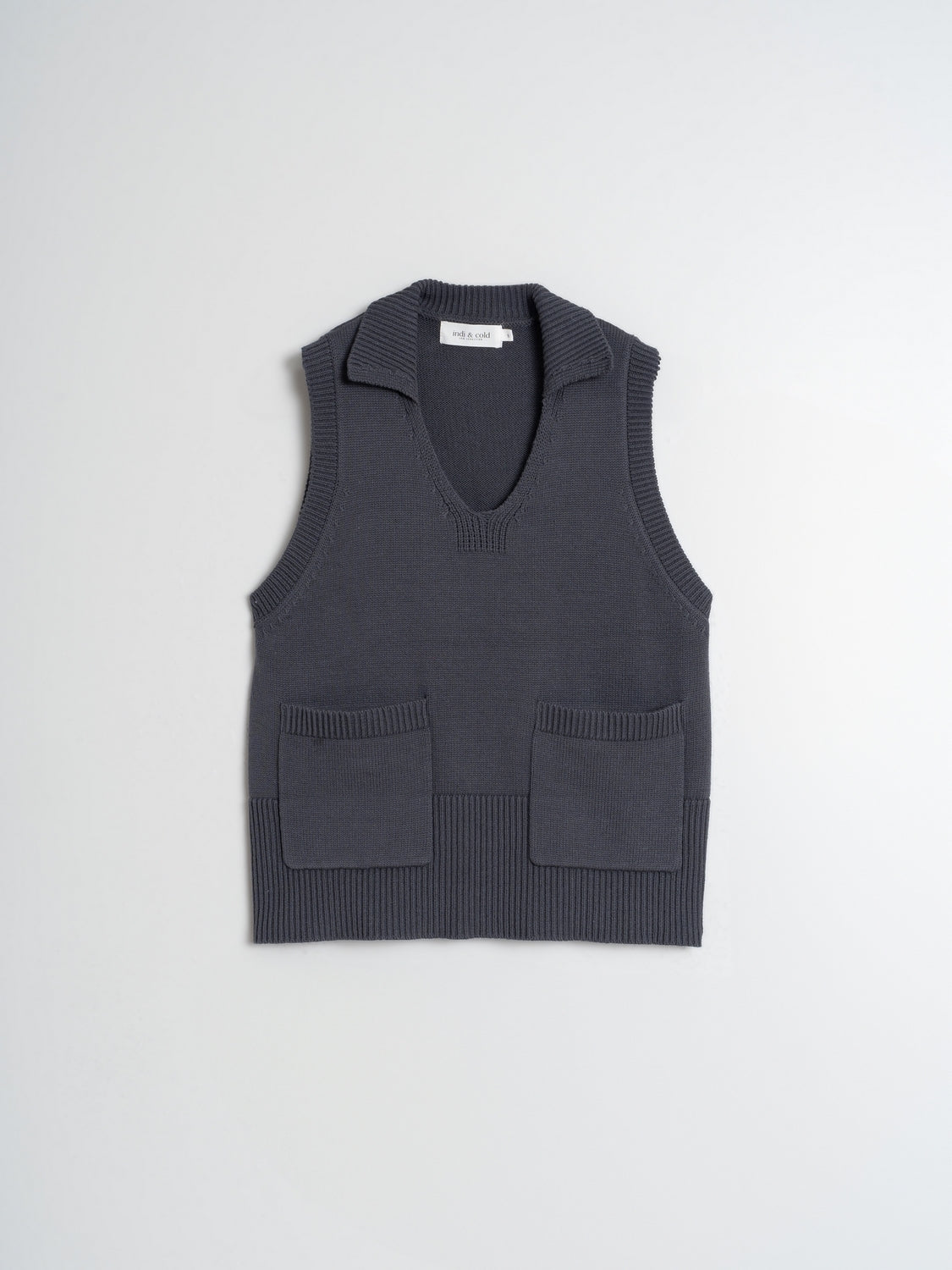 Indi And Cold - Cotton Polo Collar Vest - Night