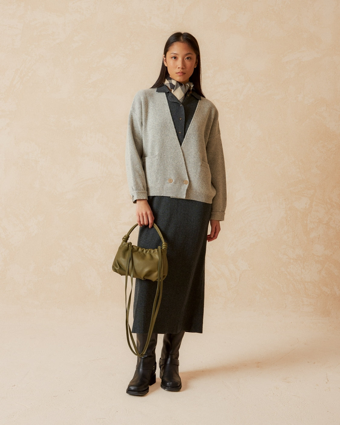 Indi And Cold - Cross Knit Jacket - Grey Vigor