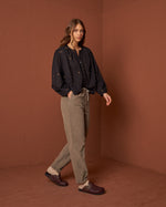 Load image into Gallery viewer, Indi And Cold - Embroidered Gauze Shirt - Black
