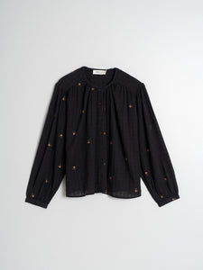 Indi And Cold - Embroidered Gauze Shirt - Black