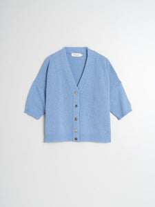 Indi And Cold - Knitted Short Sleeve Cardigan - Sky