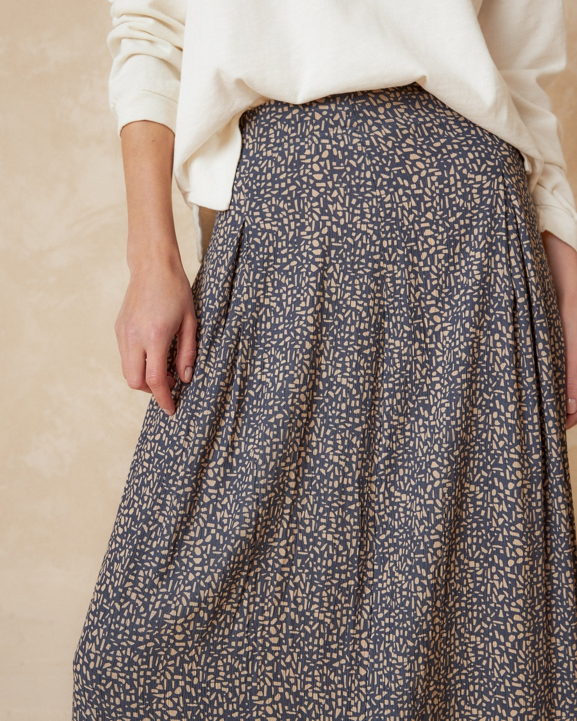 Indi And Cold - Midi Printed Skirt - Midnight