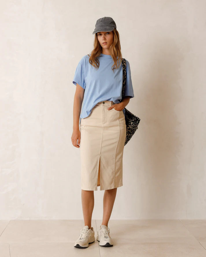 Indi And Cold - Pencil Denim Skirt - Crudo