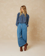 Load image into Gallery viewer, Indi And Cold - Printed Viscose Blouse with Smock Detail - Indigo
