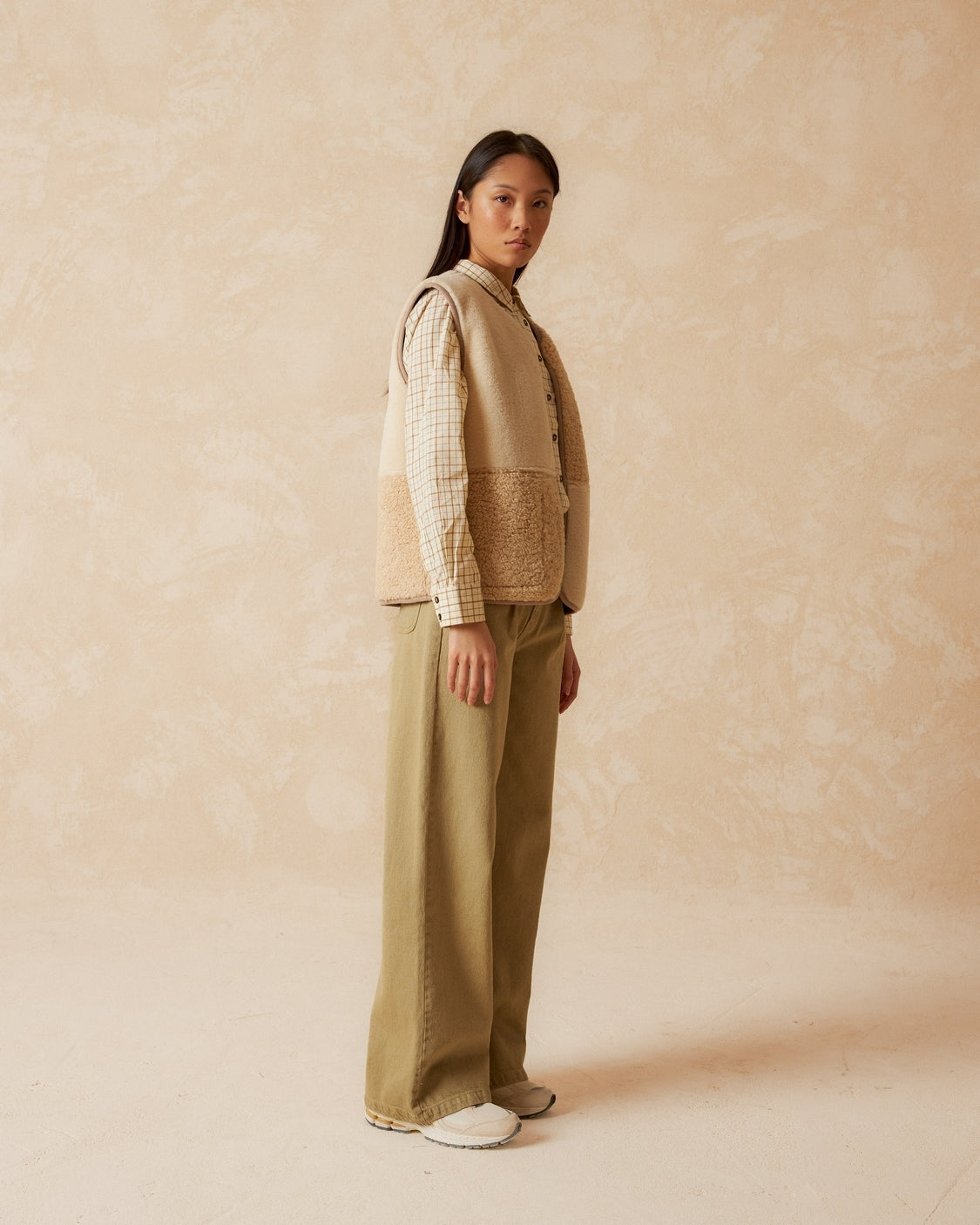 Indi And Cold - Reversible Patch Vest - Ecru