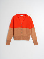 Load image into Gallery viewer, Indi And Cold - Two Tone Knitted Cardigan - Coral
