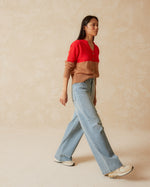 Load image into Gallery viewer, Indi And Cold - Two Tone Knitted Cardigan - Coral
