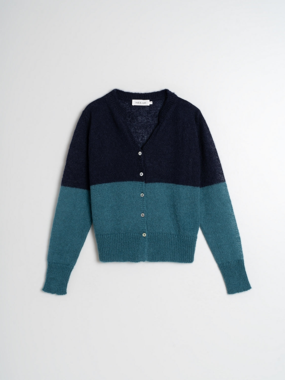 Indi And Cold - Two Tone Open Gauge Knit Cardigan - Pato
