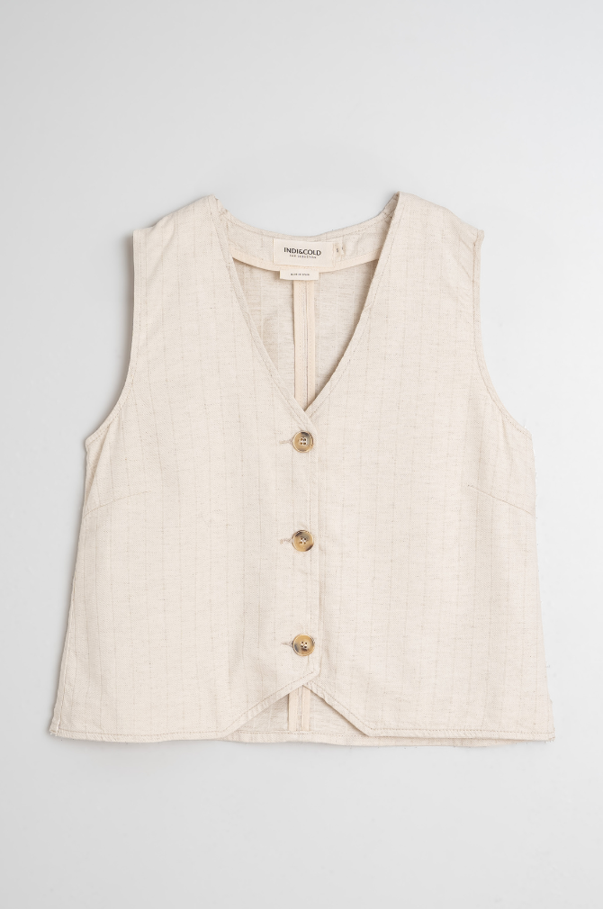 Indi And Cold - Pinstripe Twill Vest - Crudo 121