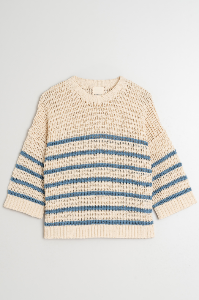 Indi And Cold - Bicolor Stripes Knit - Indigo 475