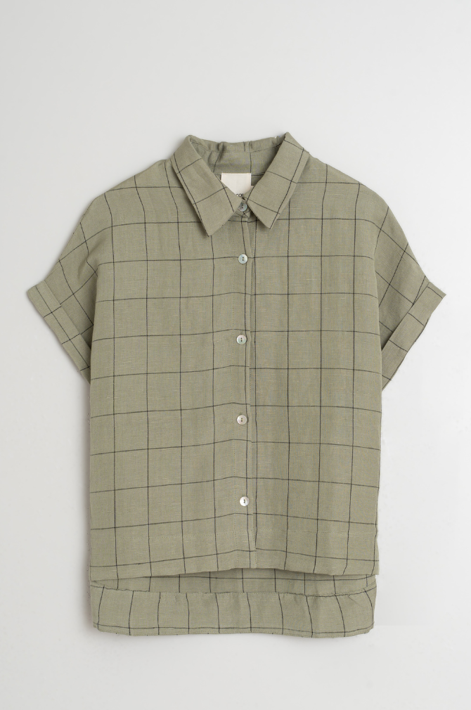 Indi And Cold - Window Pane Check Shirt - Lichen 221